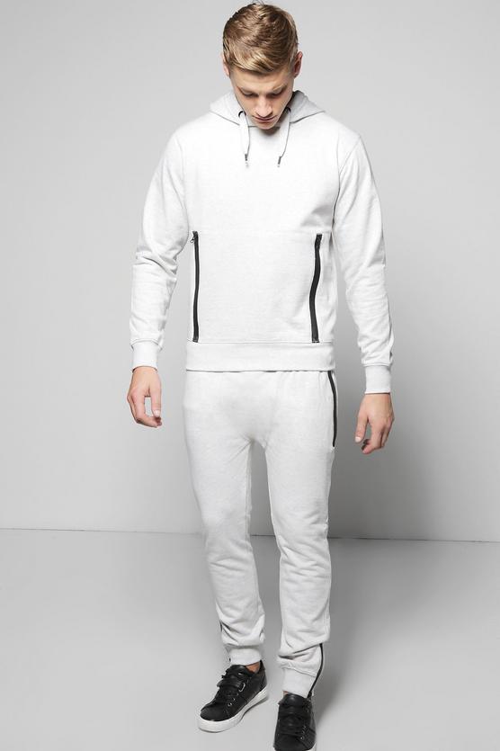 Skinny Fit Hooded Tracksuit with Sports Zips